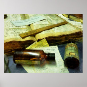 Poster Prescrições, garrafas da medicina