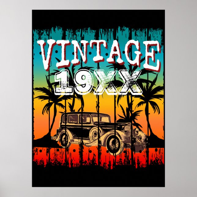POSTER PRESENÇA DE ANO VINTAGE PERSONALIZADA DE ANIVERSÁR (Frente)