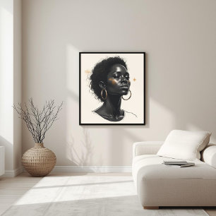 Poster Presença Dourada – Arte de Retrato Moderno VI