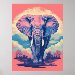 Poster Presença Majestosa: O Elefante Vibrante
