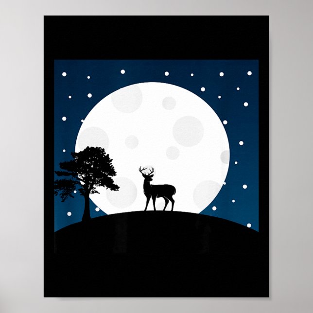 Poster Presente assustador de Halloween - veado na lua -  (Frente)