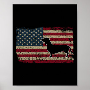Poster Presente Cachorro Salsicha Patriótico Bandeira Amé