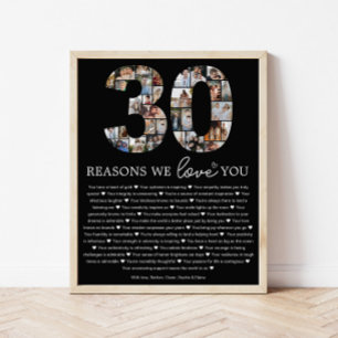 Pôster Presente Comemorativo 30 Razões pelas Quais Amamos