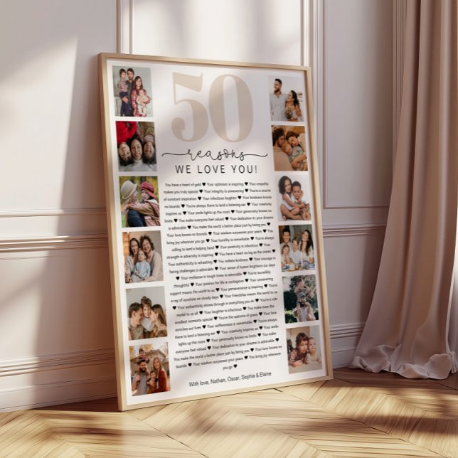 Pôster Presente Comemorativo de Aniversário 50 Razões pel (Criador carregado)