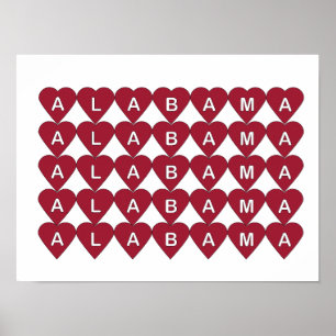 Poster Presente Coração Vermelho Orgulho do Alabama