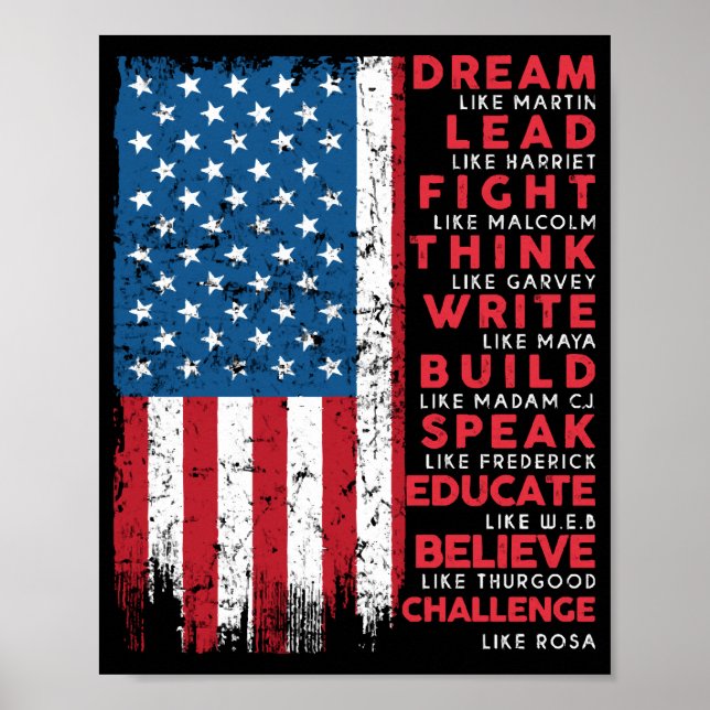 Poster Presente da bandeira dos EUA vintage Sonhe como Ma (Frente)