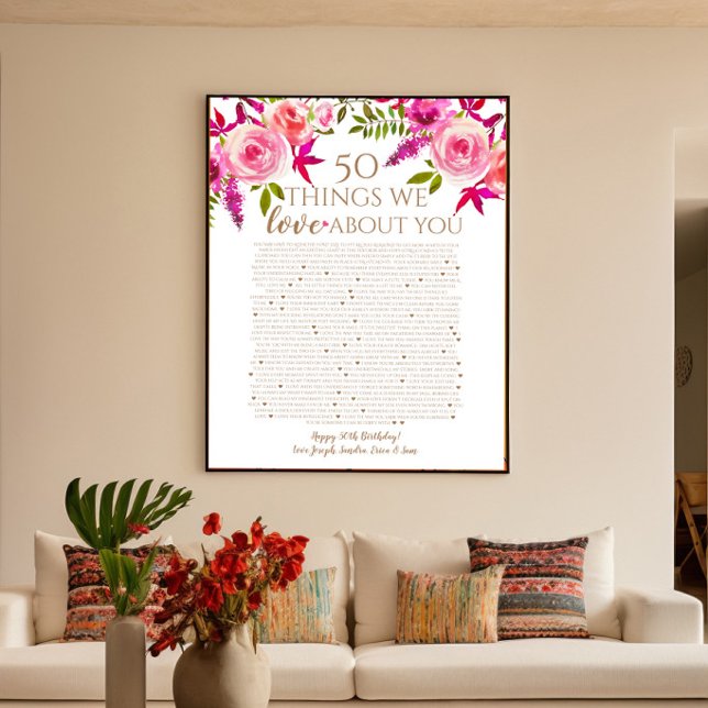 Poster Presente de 50º aniversário 50 coisas que amamos e (Criador carregado)