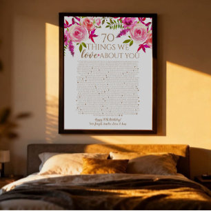 Poster Presente de 70º aniversário 70 coisas que amamos e