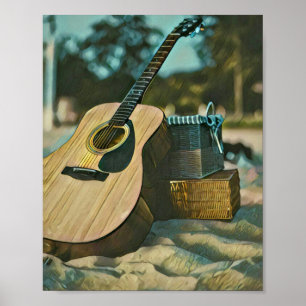Poster presente de amantes de guitarra de músico