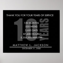 Poster Presente de Amortização de 10 Anos ou Funcionário