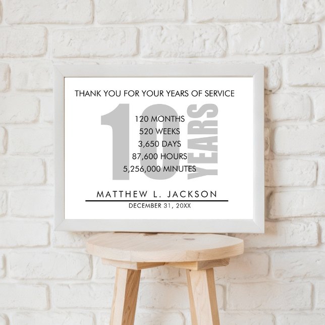 Poster Presente de Amortização de 10 Anos ou Funcionário (Criador carregado)