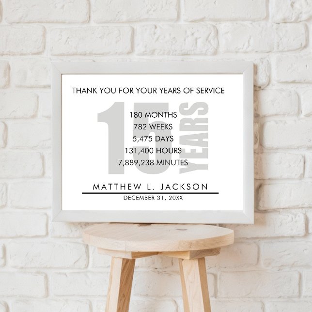 Poster Presente de Amortização de 15 Anos ou Empregado (Criador carregado)