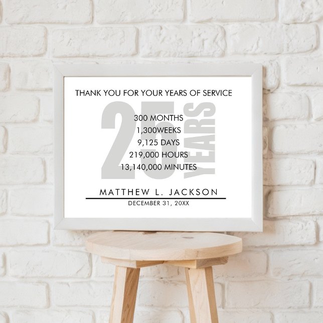 Poster Presente de Amortização de 25 Anos ou Empregado (Criador carregado)