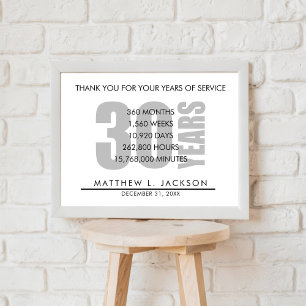 Poster Presente de Amortização de 30 Anos ou Funcionário