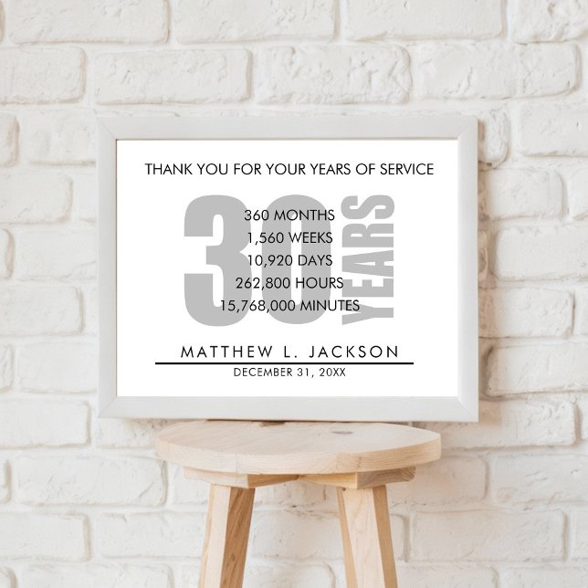 Poster Presente de Amortização de 30 Anos ou Funcionário (Criador carregado)