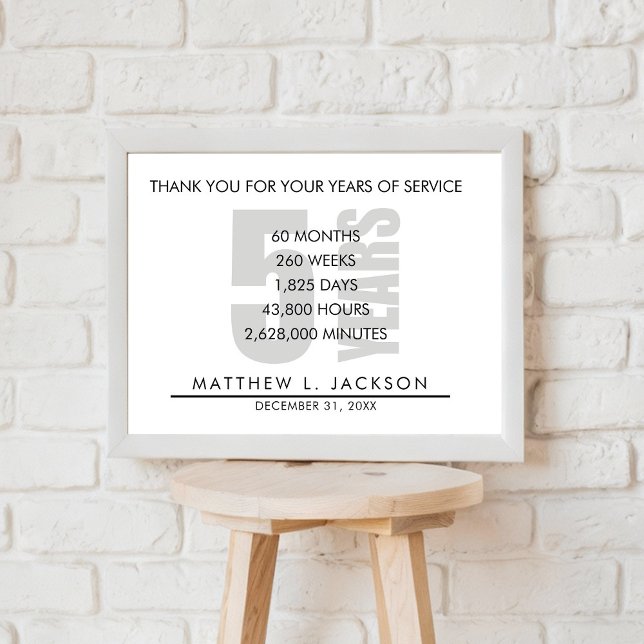 Poster Presente de Amortização de 5 Anos ou Funcionário (Criador carregado)