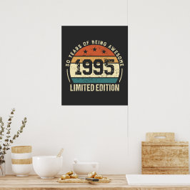 Poster Presente de Aniversário de 30 Anos Retrô Vintage 1