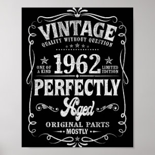 Poster Presente de Aniversário de 60 Anos Vintage 1962 Fe