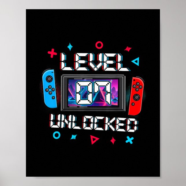 Poster Presente de Aniversário de 7 Anos para Jogador com (Frente)