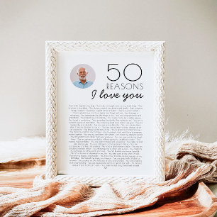 Poster Presente de Aniversário de Milestone com 50 Razões
