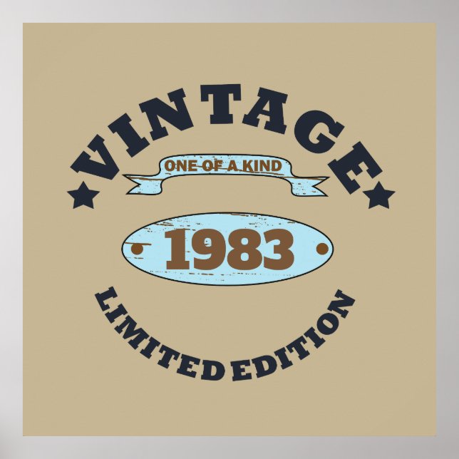 Poster presente de aniversário de vintage personalizado (Frente)