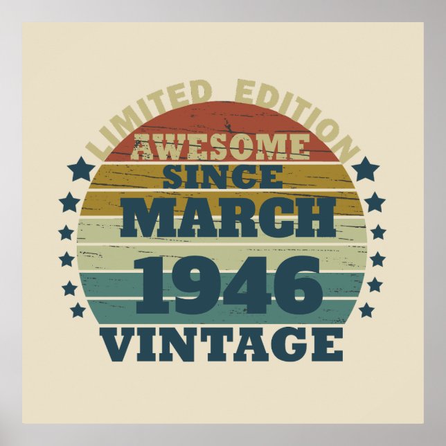 Poster presente de aniversário de vintage personalizado (Frente)