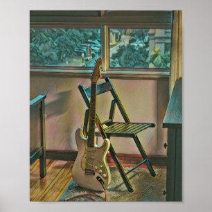 Poster presente de aniversário guitarrista