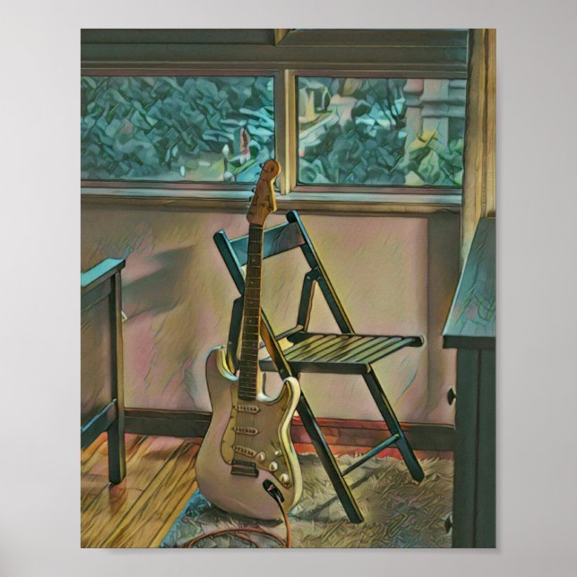 Poster presente de aniversário guitarrista (Frente)