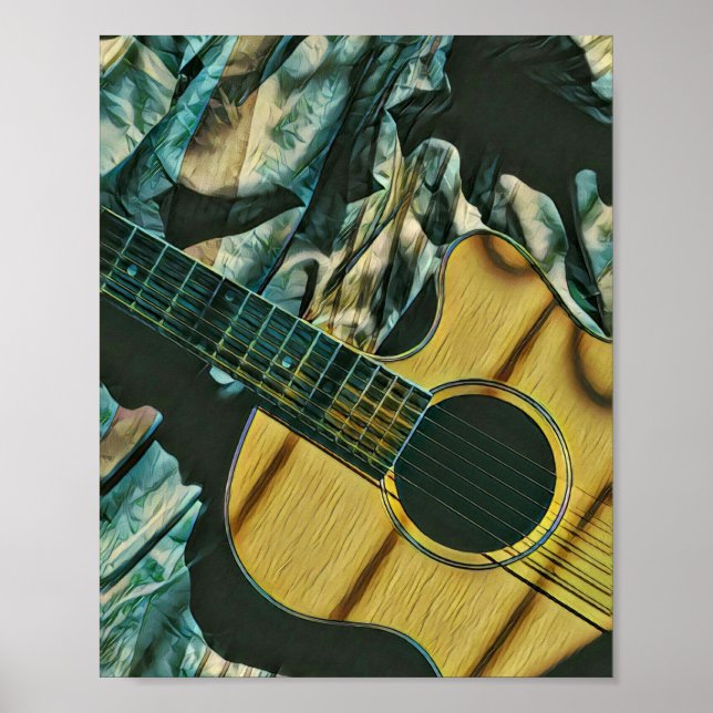 Poster Presente de aniversário guitarrista da Vintage (Frente)