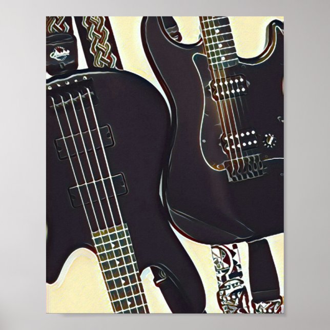 Poster Presente de aniversário guitarrista da Vintage (Frente)