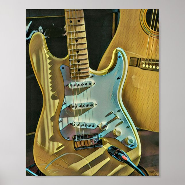 Poster Presente de aniversário guitarrista da Vintage (Frente)