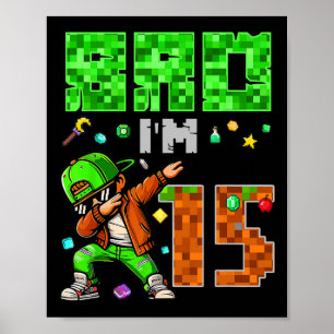 Poster Presente de Aniversário Pixel Dab Gamer Style para