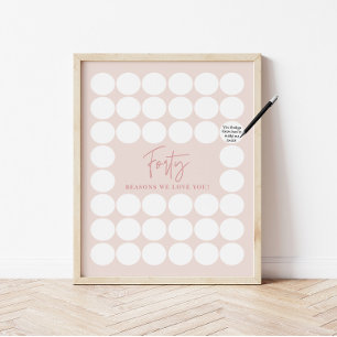 Poster Presente de Aniversário Rosa Corado 40 Razões pela