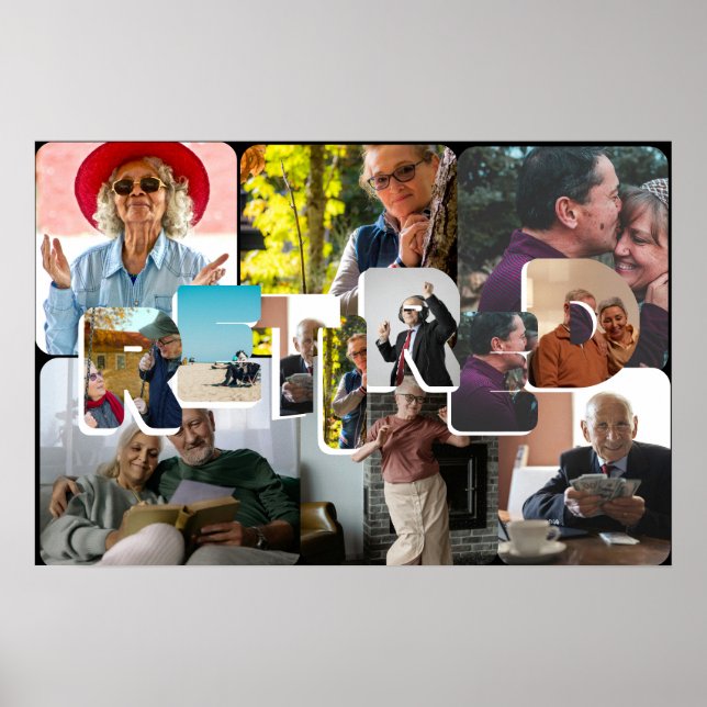 Poster Presente de aposentadoria, linha de tempo de fotos (Frente)