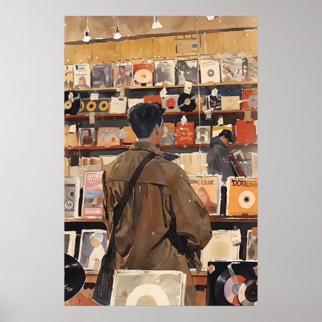 Poster Presente de Arte de Loja de Discos Antigos Impress (Frente)