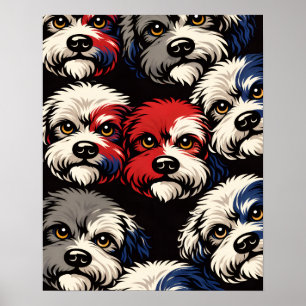 Poster Presente de Arte de Parede com Padrão de Cockapoo
