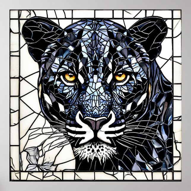 Poster Presente de Arte em Vidro Pintado Pantera Negra 🐆 (Frente)