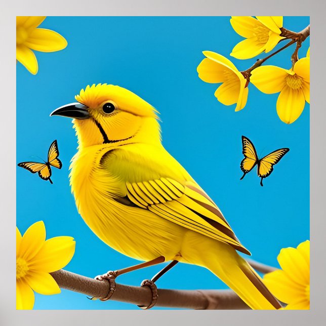 Poster 🐦 Presente de Arte para Parede com Ramalhete de P (Frente)