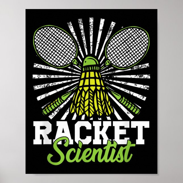 Poster Presente de Badminton Peteca Raquete Cientista Bad (Frente)
