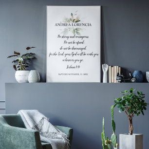 Poster Presente de Batismo Joshua 1 9