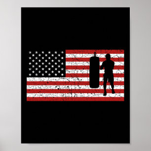 Poster Presente de Boxe Bandeira Americana Homens Mulhere