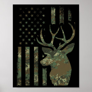 Poster Presente De Caça Para Elk Deer - Bandeira American