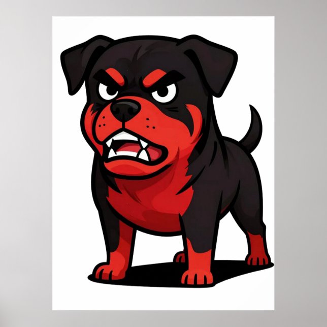 Poster Presente de cachorro de desenho animado Rottweiler (Frente)