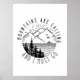 Poster Presente de Camper Montanhas Estão Ligando E Eu
