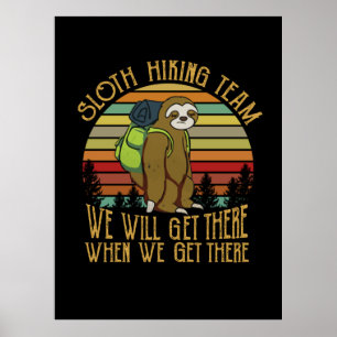 Poster Presente de Camper   Vintage Sloth Hiking Team Ani