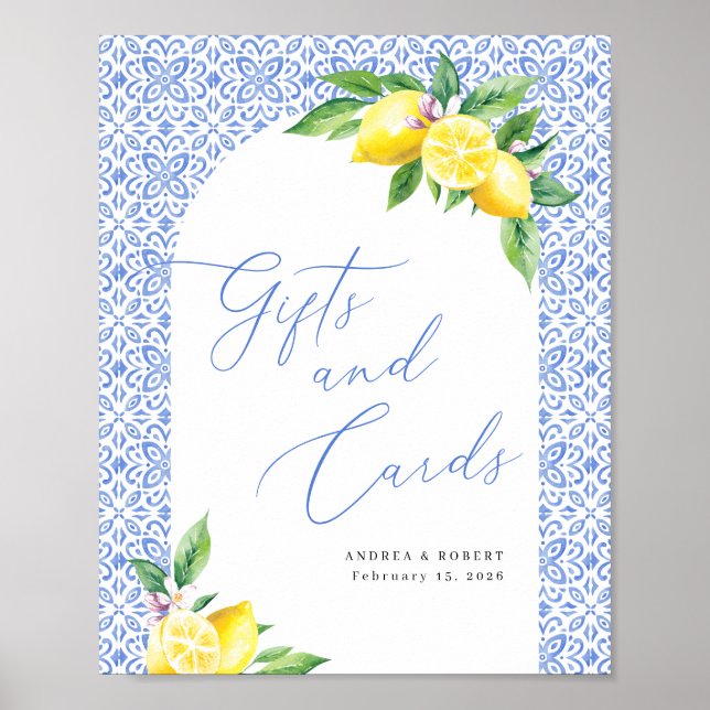 Poster Presente de Casamento com Tema de Limão Positano e (Frente)