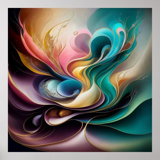 Poster Presente de casamento de luxo abstrato para recém- (Frente)