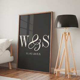 Poster Presente de casamento inicial para casais negros e