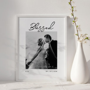 Poster Presente de Casamento Monograma de Casais Abençoad