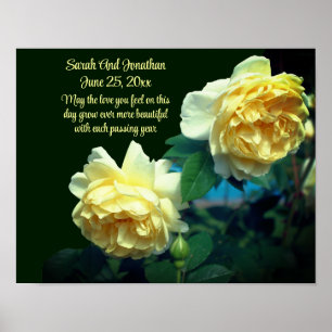 Poster Presente de Casamento Personalizado de Rosas Amare